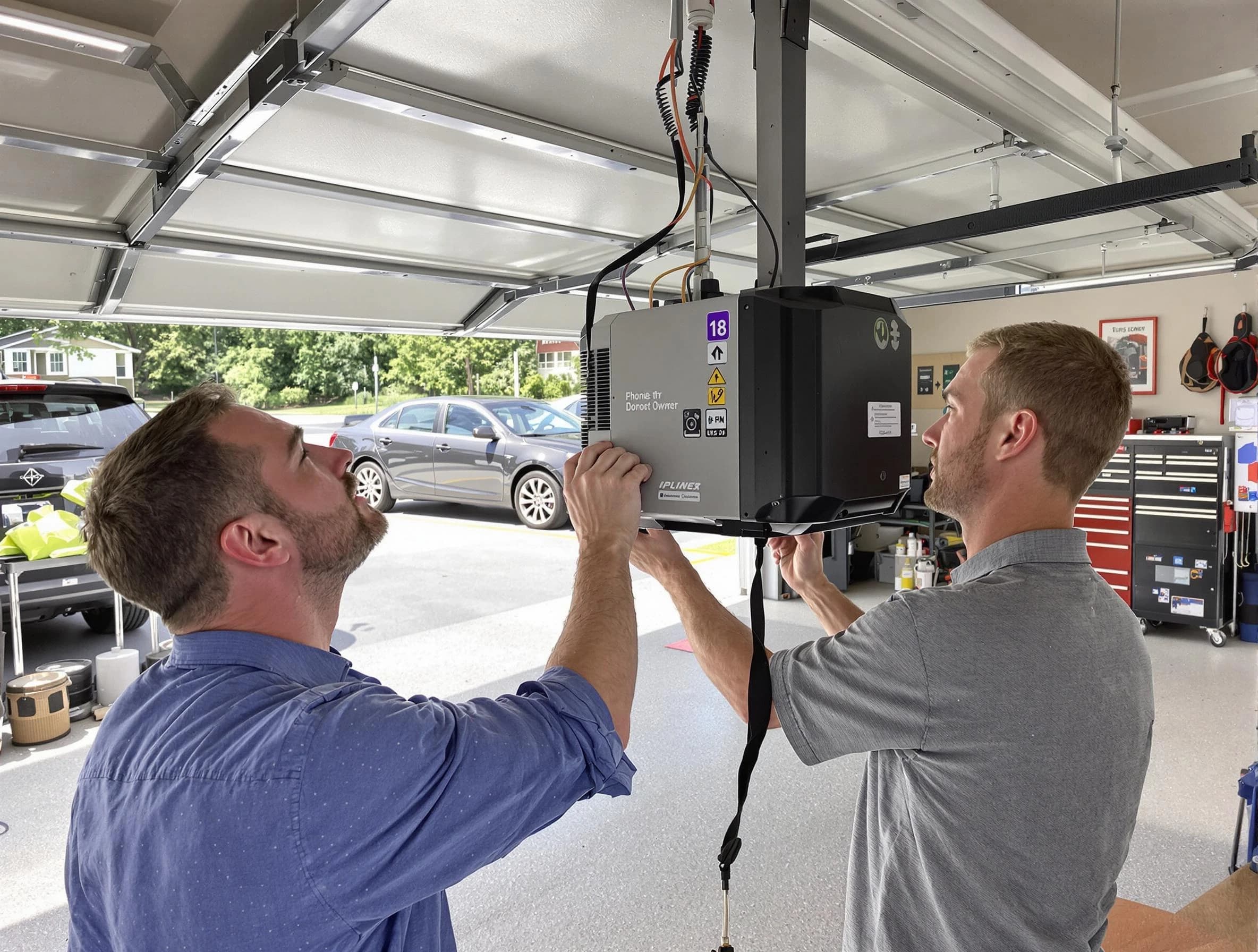 Clarksville Garage Door Repair technician installing garage door opener in Clarksville