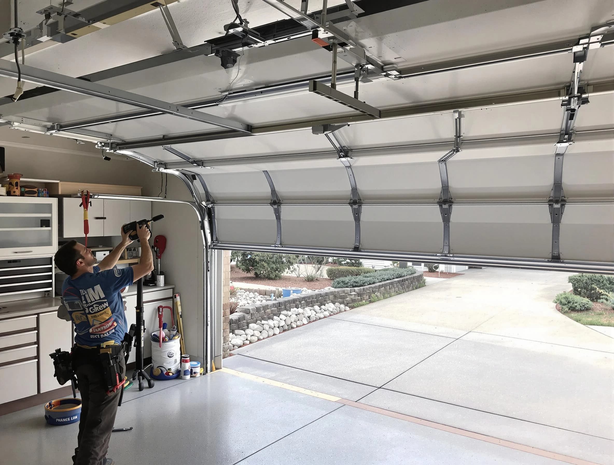 Garage door track repair service by Clarksville Garage Door Repair in Clarksville