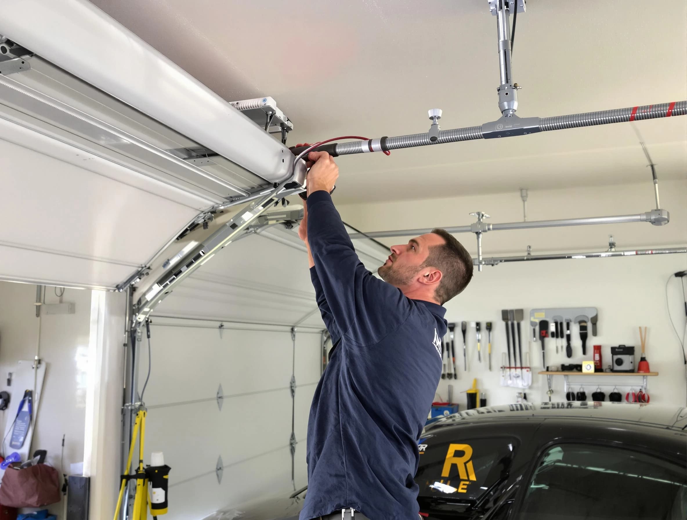 Clarksville Garage Door Repair technician performing garage door cable repair in Clarksville