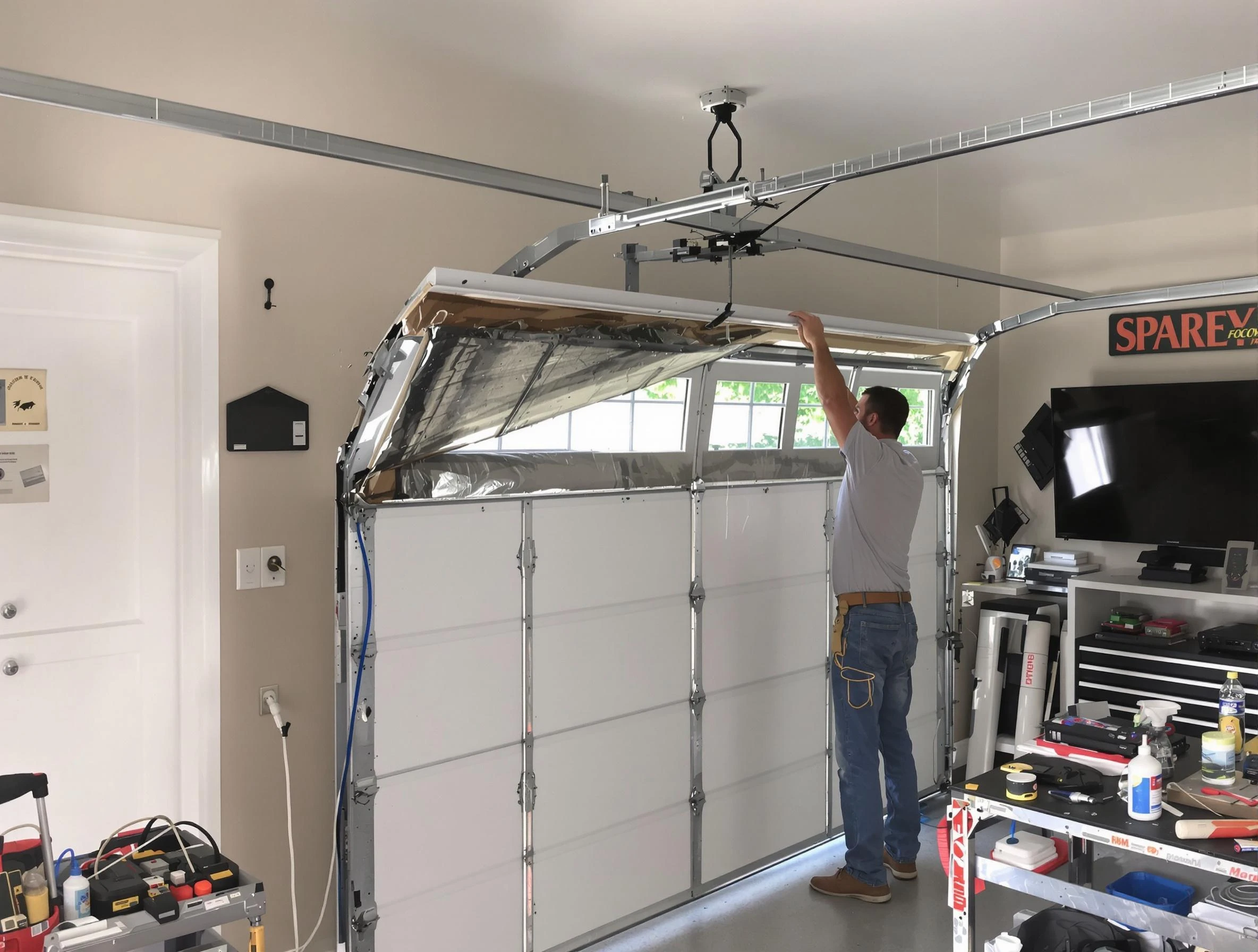 Garage door section replacement by Clarksville Garage Door Repair in Clarksville