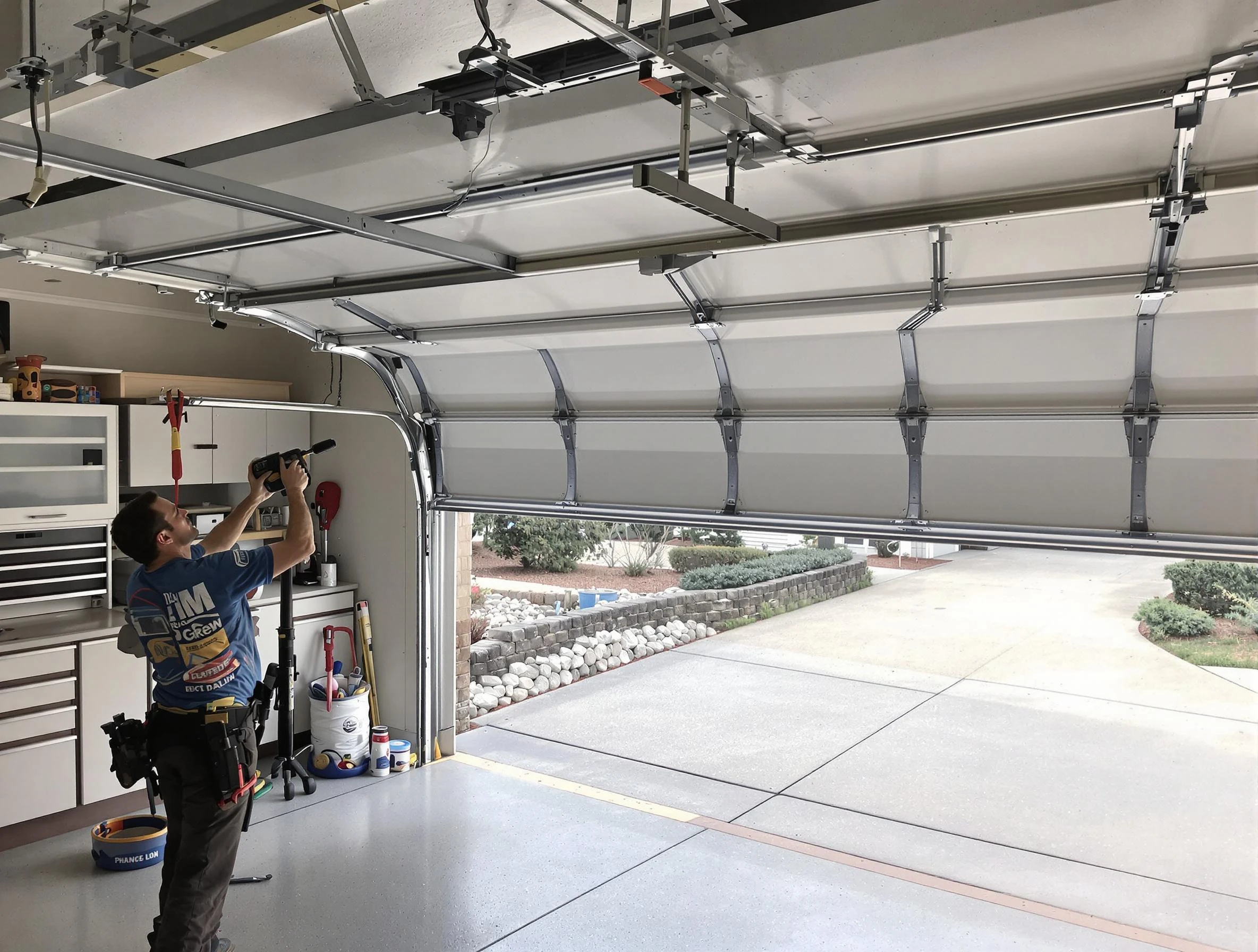 Garage door track repair service by Clarksville Garage Door Repair in Clarksville